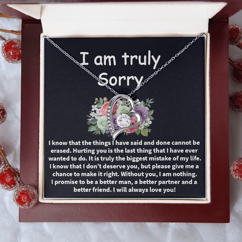 I'm Truly Sorry Necklace – ‘Forever Love' Engraved with Your Promise – Gift to Mend Her Heart After Hurting Her