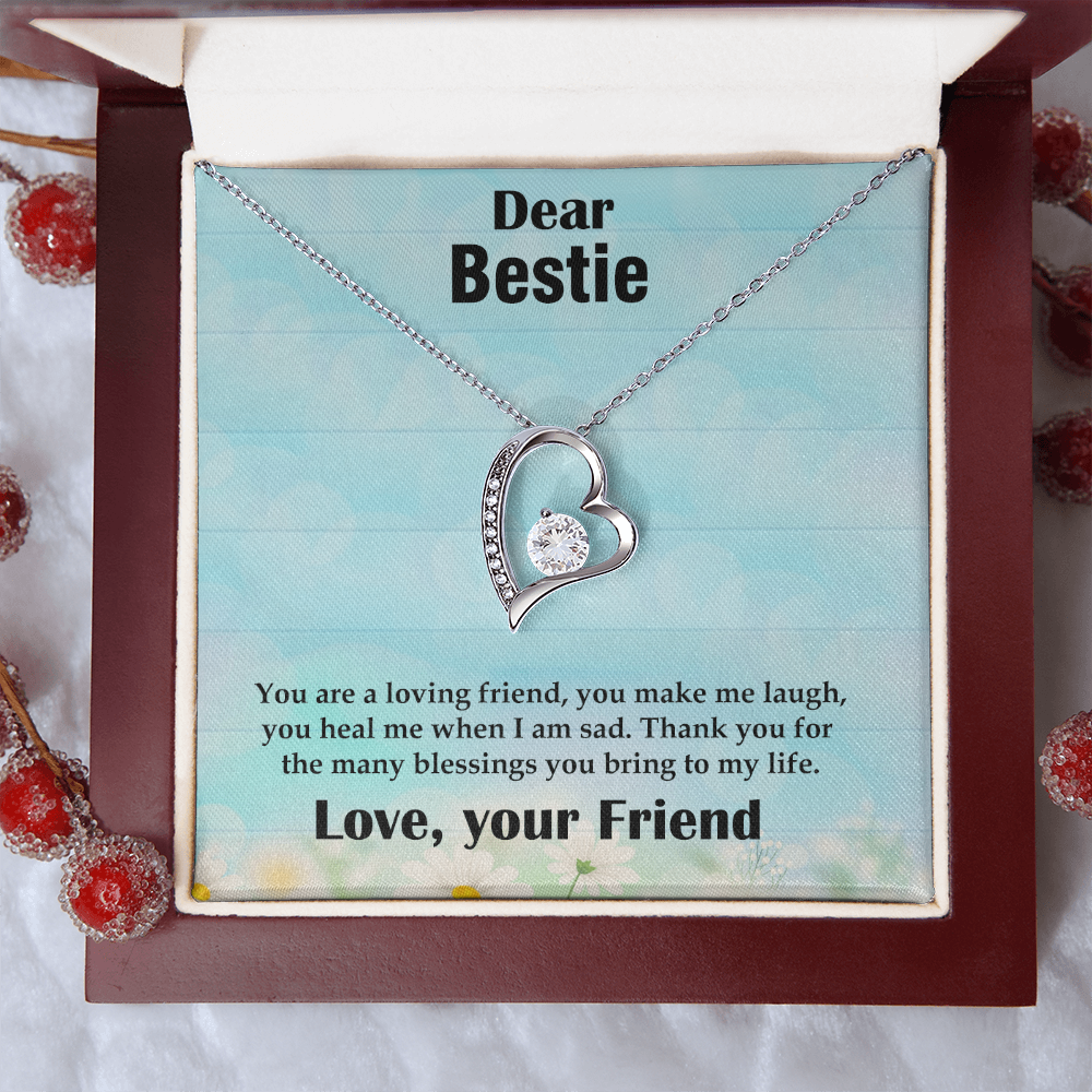 To My Bestie Necklace – Soulmate Pendant Jewelry for Best Friend – Meaningful Gift for Bestie – Birthday, Christmas, or Valentine's Day Present for Dear Friend