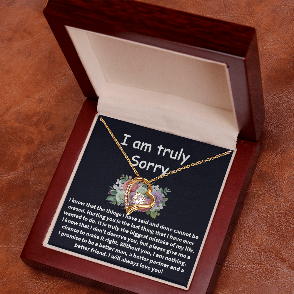 I'm Truly Sorry Necklace – ‘Forever Love' Engraved with Your Promise – Gift to Mend Her Heart After Hurting Her