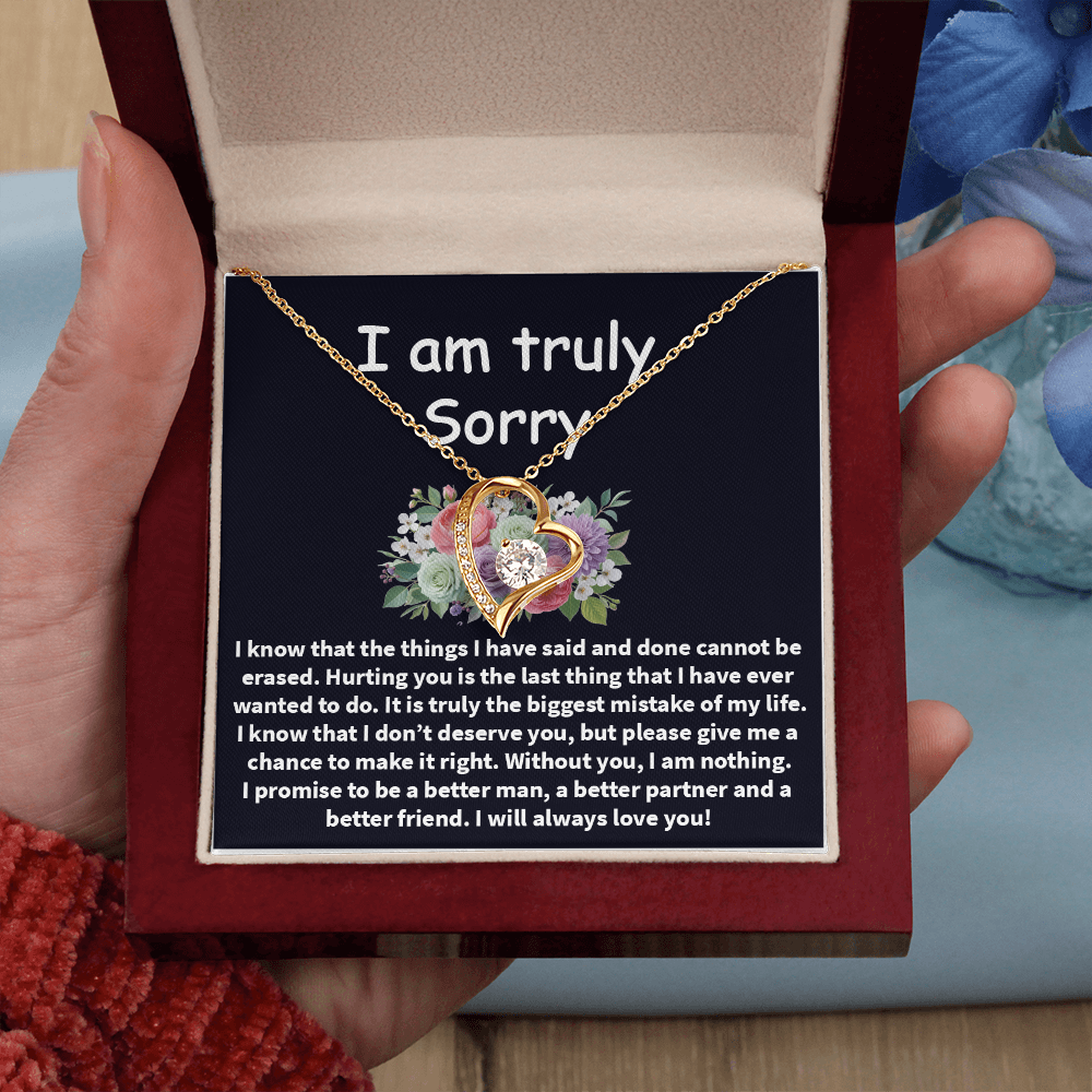 I'm Truly Sorry Necklace – ‘Forever Love' Engraved with Your Promise – Gift to Mend Her Heart After Hurting Her