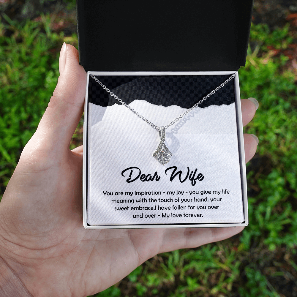 To My Dear Wife Necklace – Soulmate Pendant Jewelry from Husband – Romantic Gift for Wife – Birthday, Christmas, or Valentine's Day Gift for the Love of My Life