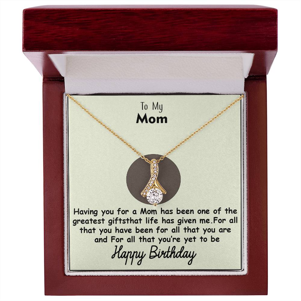 To My Mom on Her Birthday - Alluring Beauty Necklace - Adjustable Chain with Gift Box - Perfect