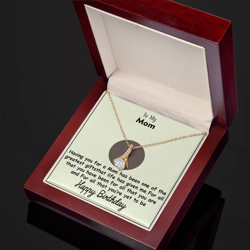 To My Mom on Her Birthday - Alluring Beauty Necklace - Adjustable Chain with Gift Box - Perfect