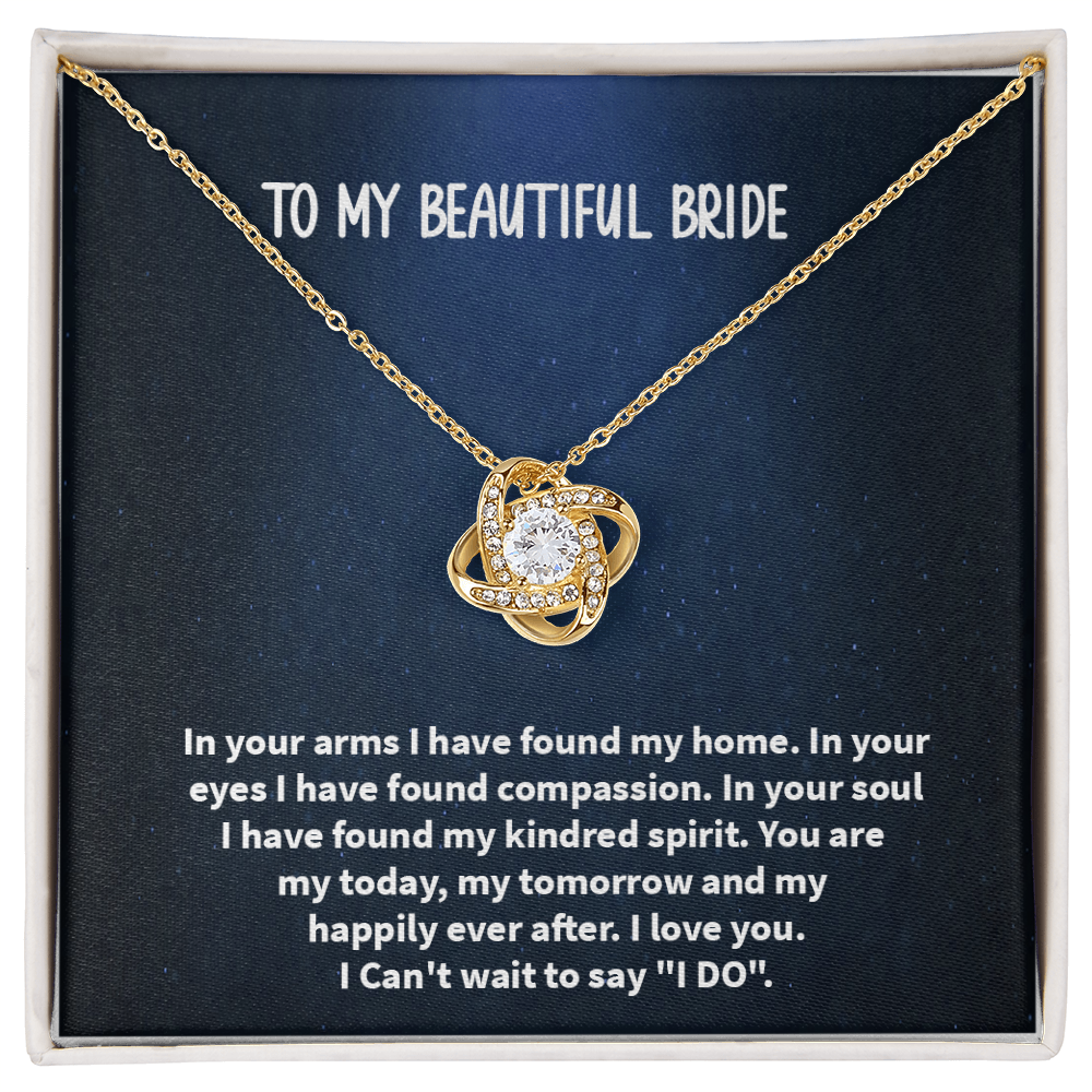 Love Knot Necklace for Bride – 'To My Beautiful Wife' Wedding Day Gift from Groom, Forever Keepsake for Future Wife, Daughter, or Soulmate – Engravable Romantic Jewelry with Heartfelt Card