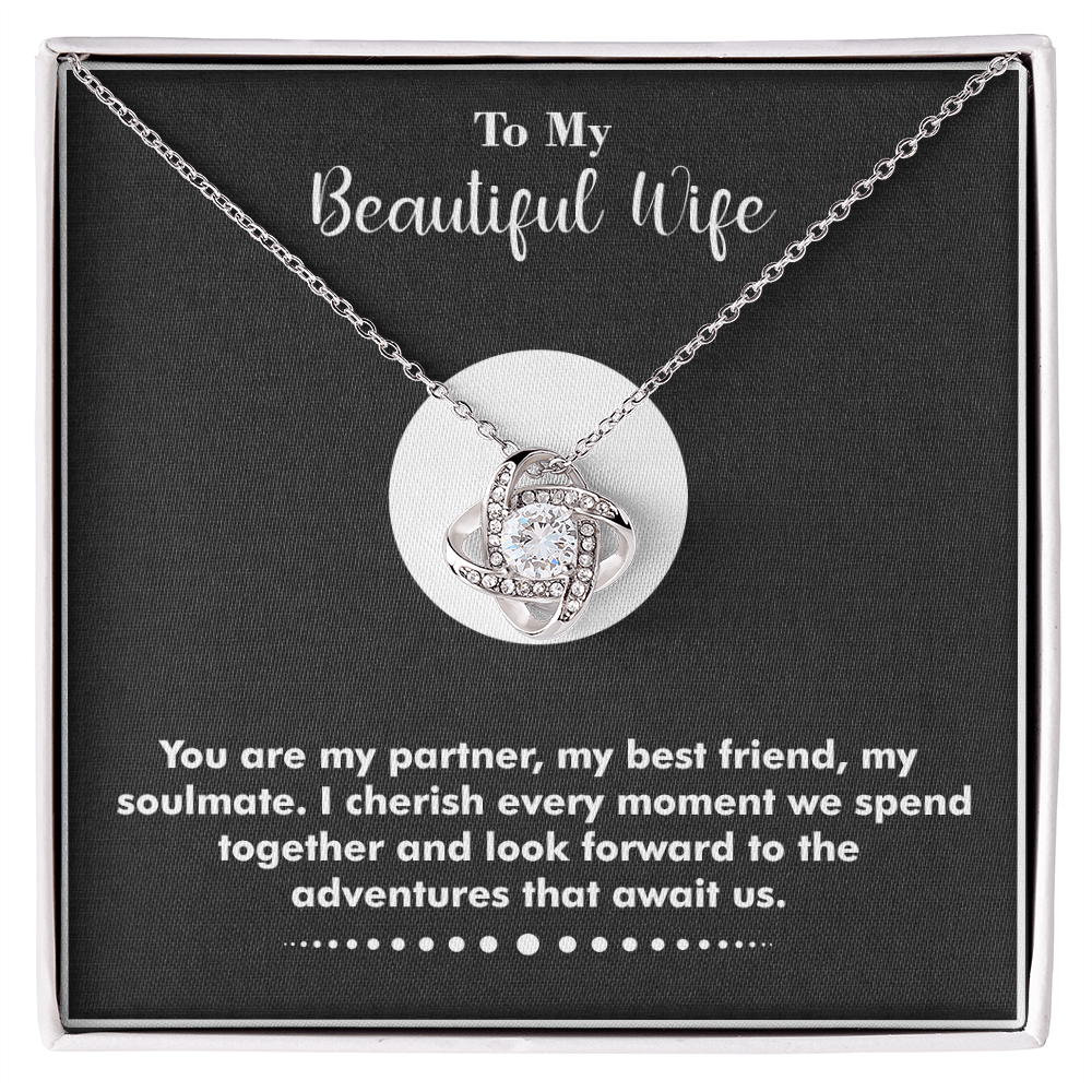 To My Wife – Love Knot Necklace with Heartfelt Message: “You Are the Best Thing That Ever Happened to Me” – Romantic Jewelry Gift from Husband, Birthday Gift, Anniversary Gift