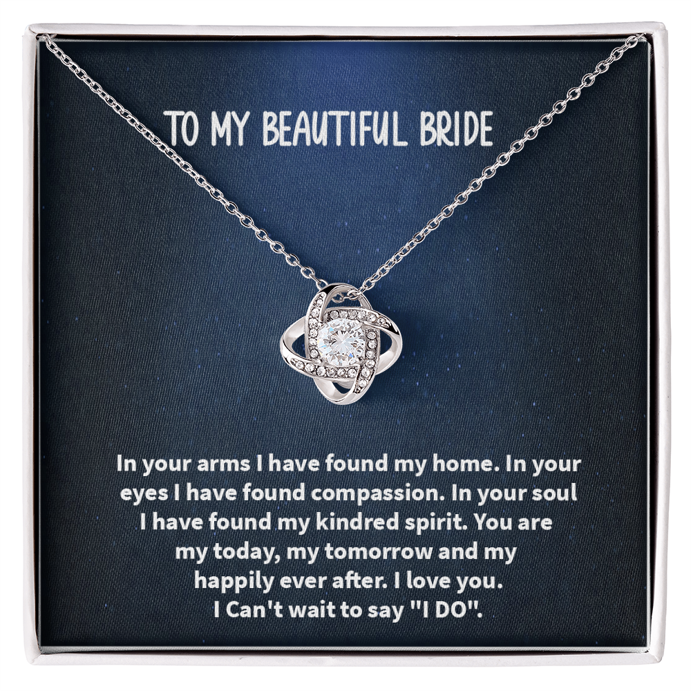 Love Knot Necklace for Bride – 'To My Beautiful Wife' Wedding Day Gift from Groom, Forever Keepsake for Future Wife, Daughter, or Soulmate – Engravable Romantic Jewelry with Heartfelt Card