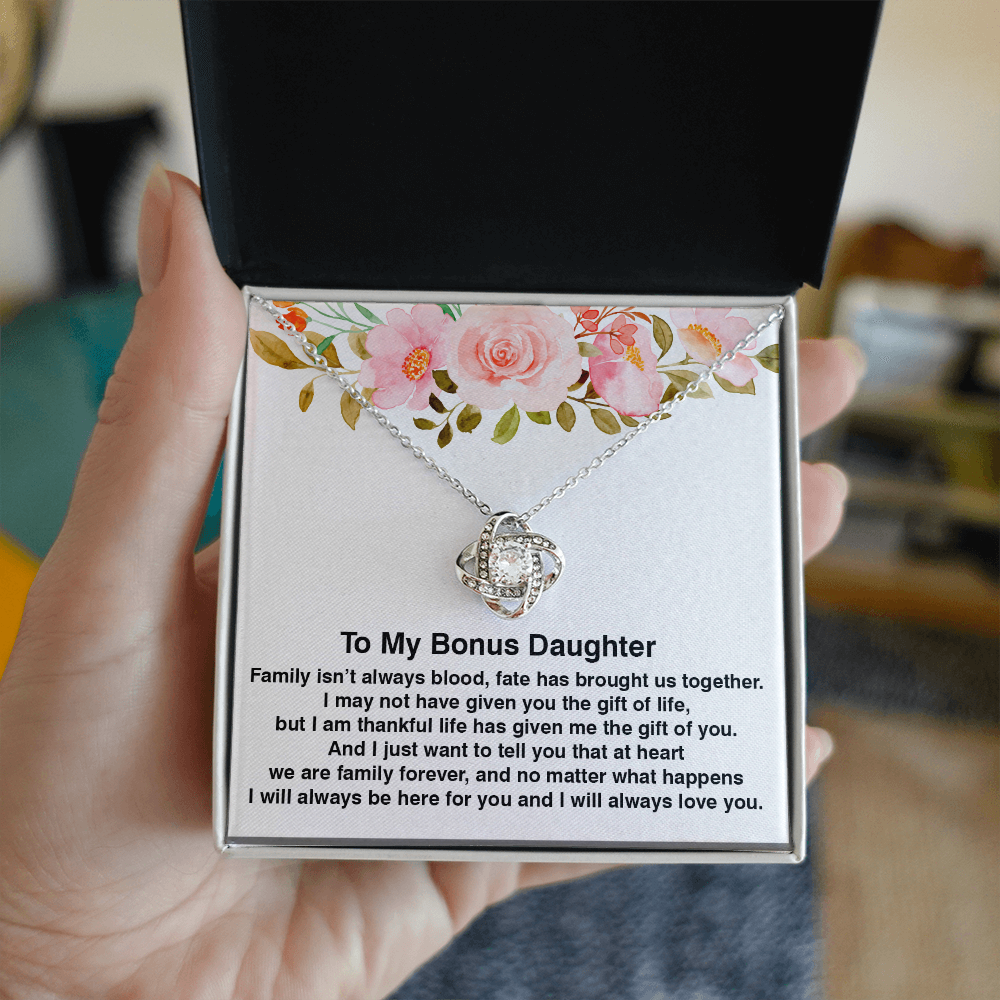 Bonus Daughter Gifts from Stepdad Stepmom With Heartfelt Message & Elegant Box - Jewelry Gifts For Stepdaughter, To My Bonus Daughter Necklace On Birthday Graduation