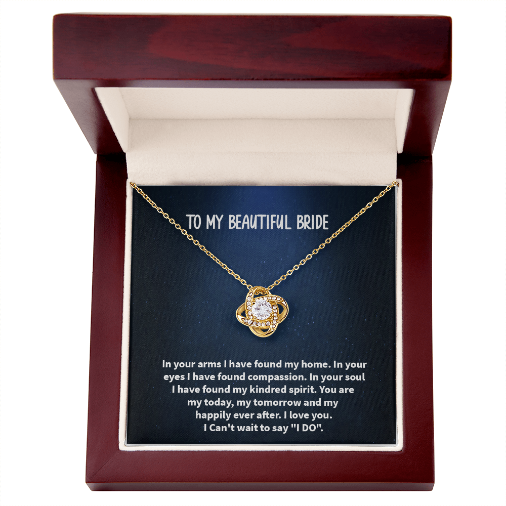 Love Knot Necklace for Bride – 'To My Beautiful Wife' Wedding Day Gift from Groom, Forever Keepsake for Future Wife, Daughter, or Soulmate – Engravable Romantic Jewelry with Heartfelt Card