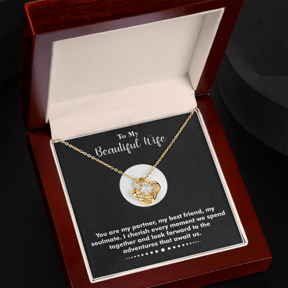 To My Wife – Love Knot Necklace with Heartfelt Message: “You Are the Best Thing That Ever Happened to Me” – Romantic Jewelry Gift from Husband, Birthday Gift, Anniversary Gift