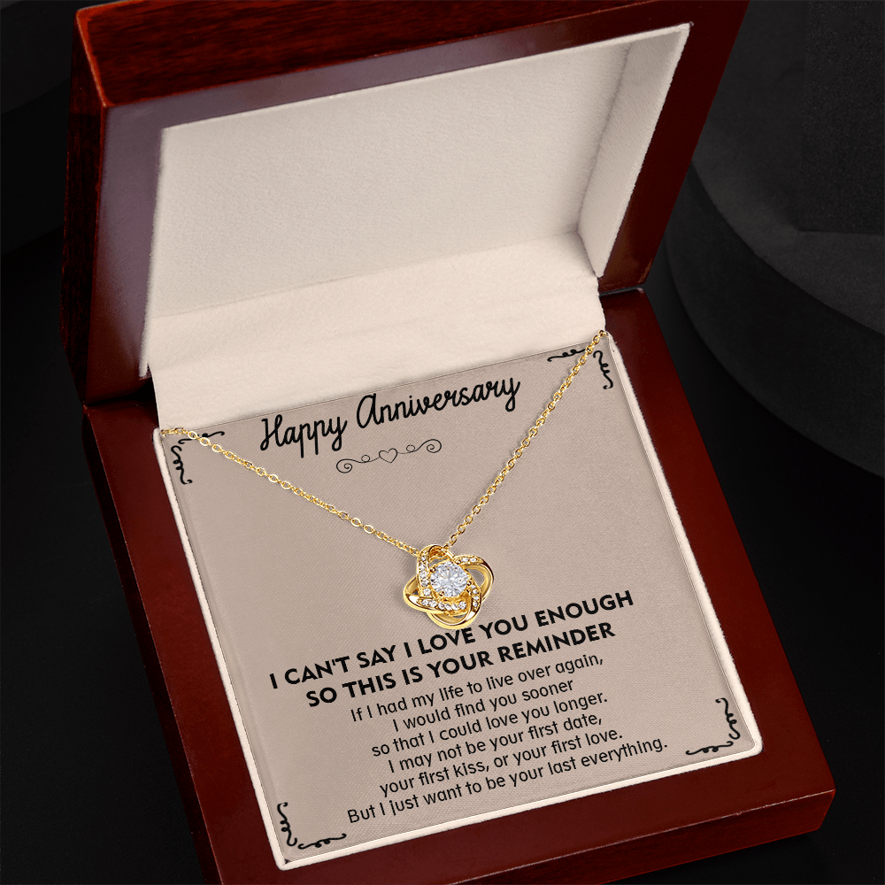 Love Knot Necklace for Anniversary – 'To My Soulmate' Timeless Gift for Wife, Husband, or Couple – Sterling Silver or Gold Forever Knot Pendant Symbolizing Your Unbreakable Bond – Engravable Romantic Jewelry with Heartfelt Message Card