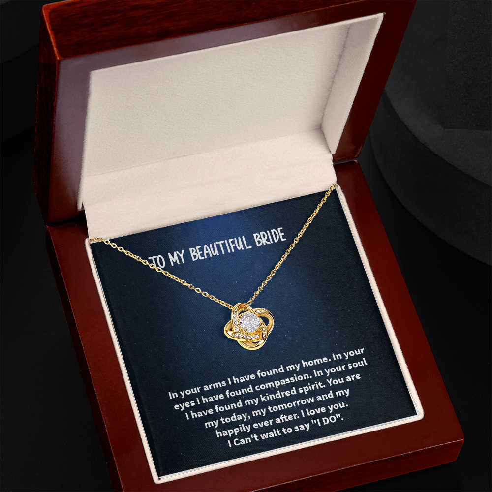 Love Knot Necklace for Bride – 'To My Beautiful Wife' Wedding Day Gift from Groom, Forever Keepsake for Future Wife, Daughter, or Soulmate – Engravable Romantic Jewelry with Heartfelt Card