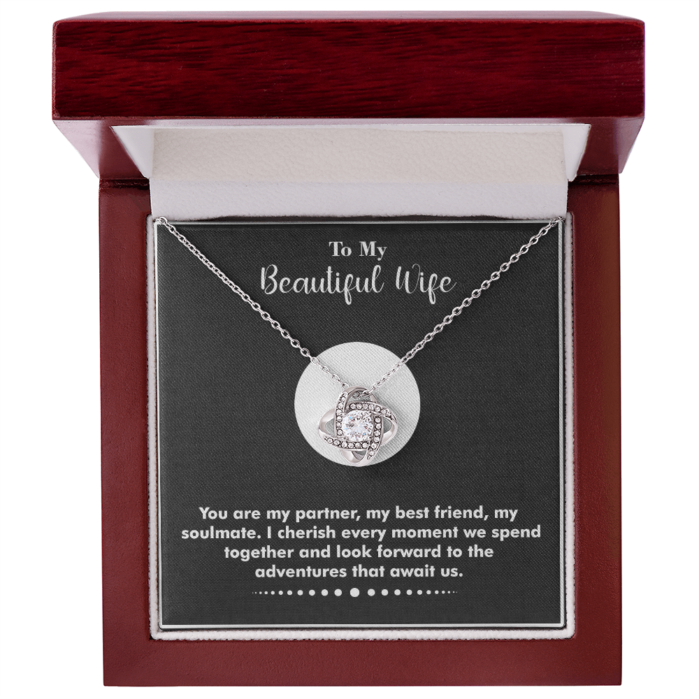 To My Wife – Love Knot Necklace with Heartfelt Message: “You Are the Best Thing That Ever Happened to Me” – Romantic Jewelry Gift from Husband, Birthday Gift, Anniversary Gift