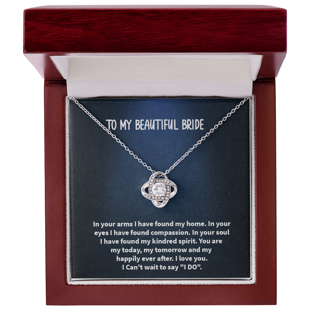 Love Knot Necklace for Bride – 'To My Beautiful Wife' Wedding Day Gift from Groom, Forever Keepsake for Future Wife, Daughter, or Soulmate – Engravable Romantic Jewelry with Heartfelt Card