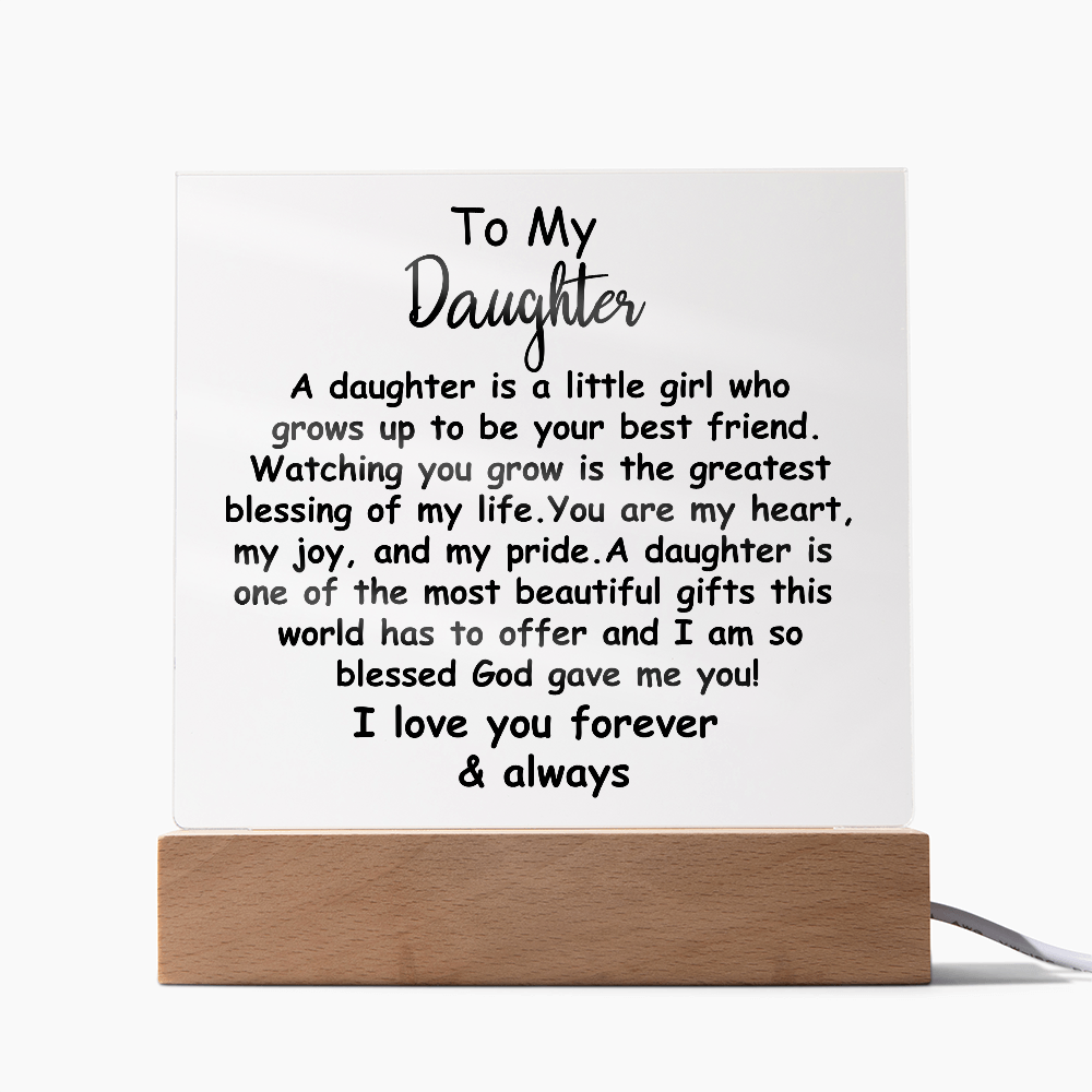 Meaningful Gift for Daughter – Premium Acrylic Plaque with Loving Message | Perfect for Her Special Day