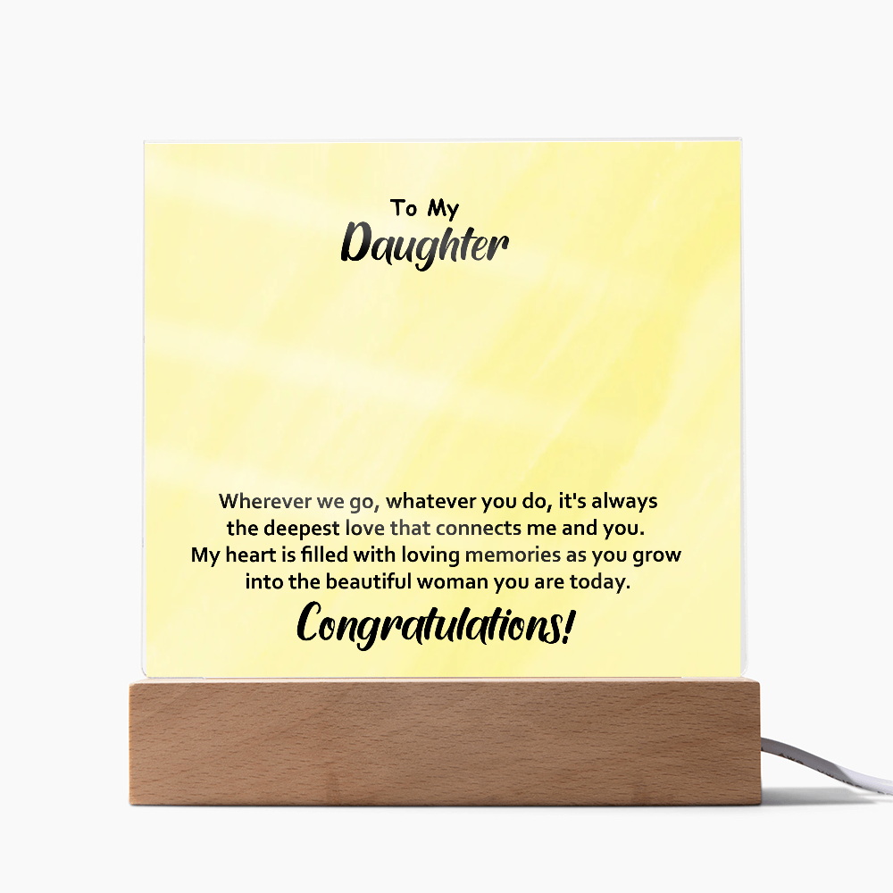 To My Daughter – Elegant Square Acrylic Plaque with Heartfelt Message | Unique Birthday, Graduation, or Christmas Gift from Mom or Dad