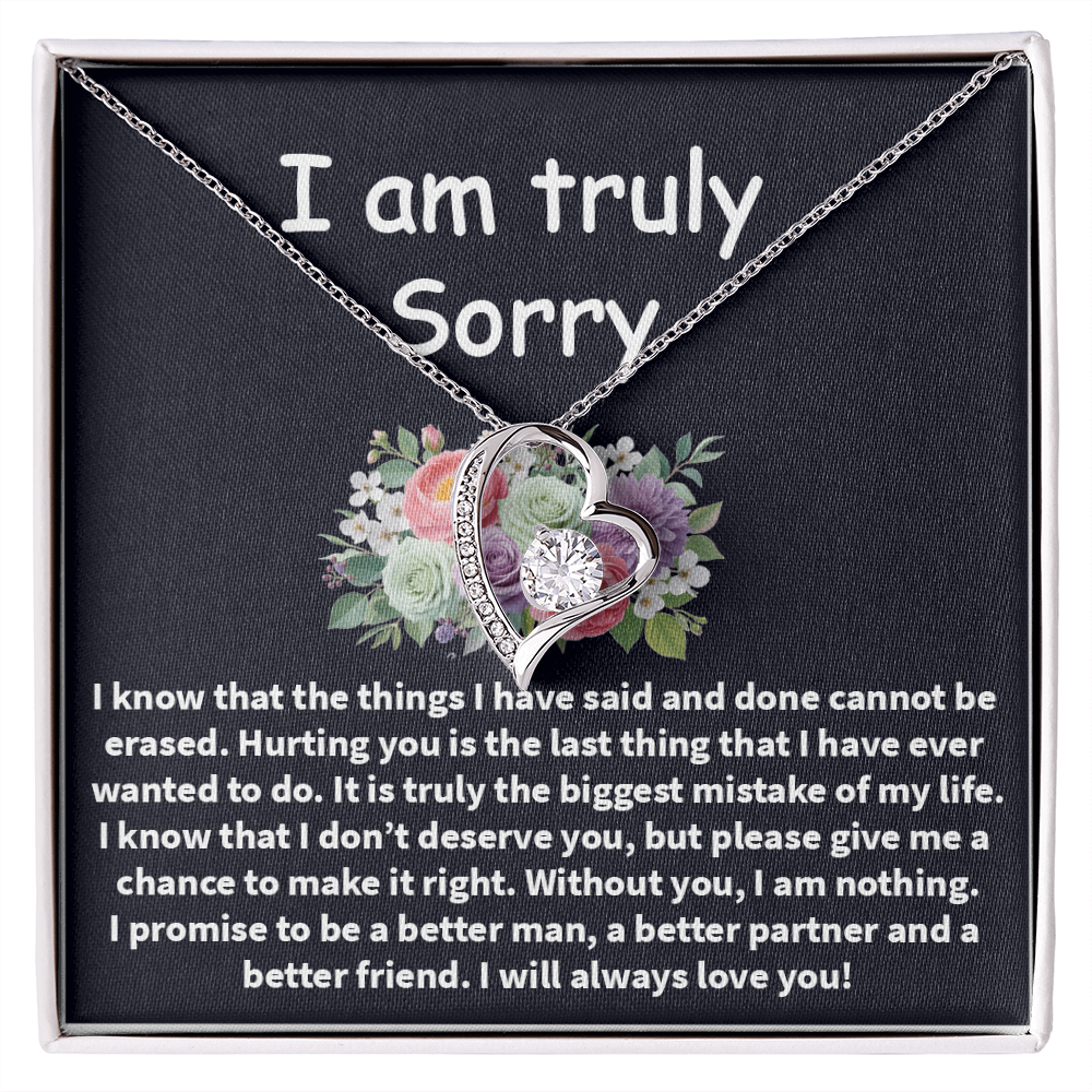 I'm Truly Sorry Necklace – ‘Forever Love' Engraved with Your Promise – Gift to Mend Her Heart After Hurting Her