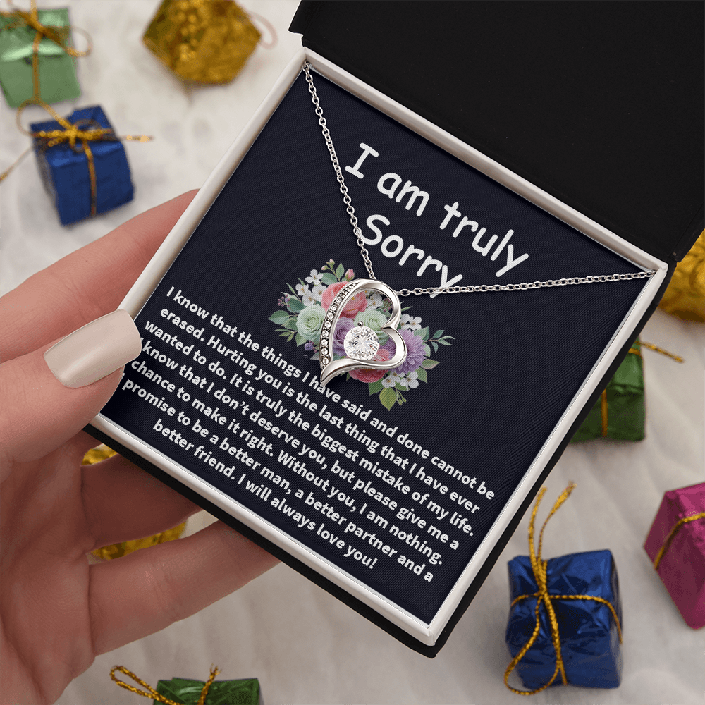 I'm Truly Sorry Necklace – ‘Forever Love' Engraved with Your Promise – Gift to Mend Her Heart After Hurting Her