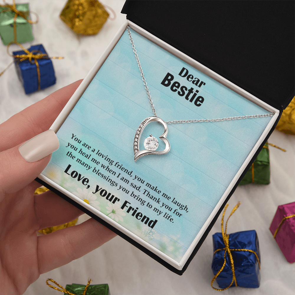 To My Bestie Necklace – Soulmate Pendant Jewelry for Best Friend – Meaningful Gift for Bestie – Birthday, Christmas, or Valentine's Day Present for Dear Friend