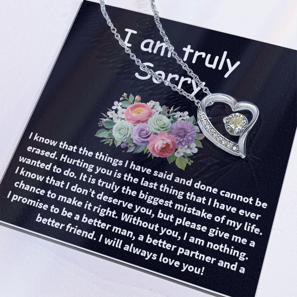 I'm Truly Sorry Necklace – ‘Forever Love' Engraved with Your Promise – Gift to Mend Her Heart After Hurting Her
