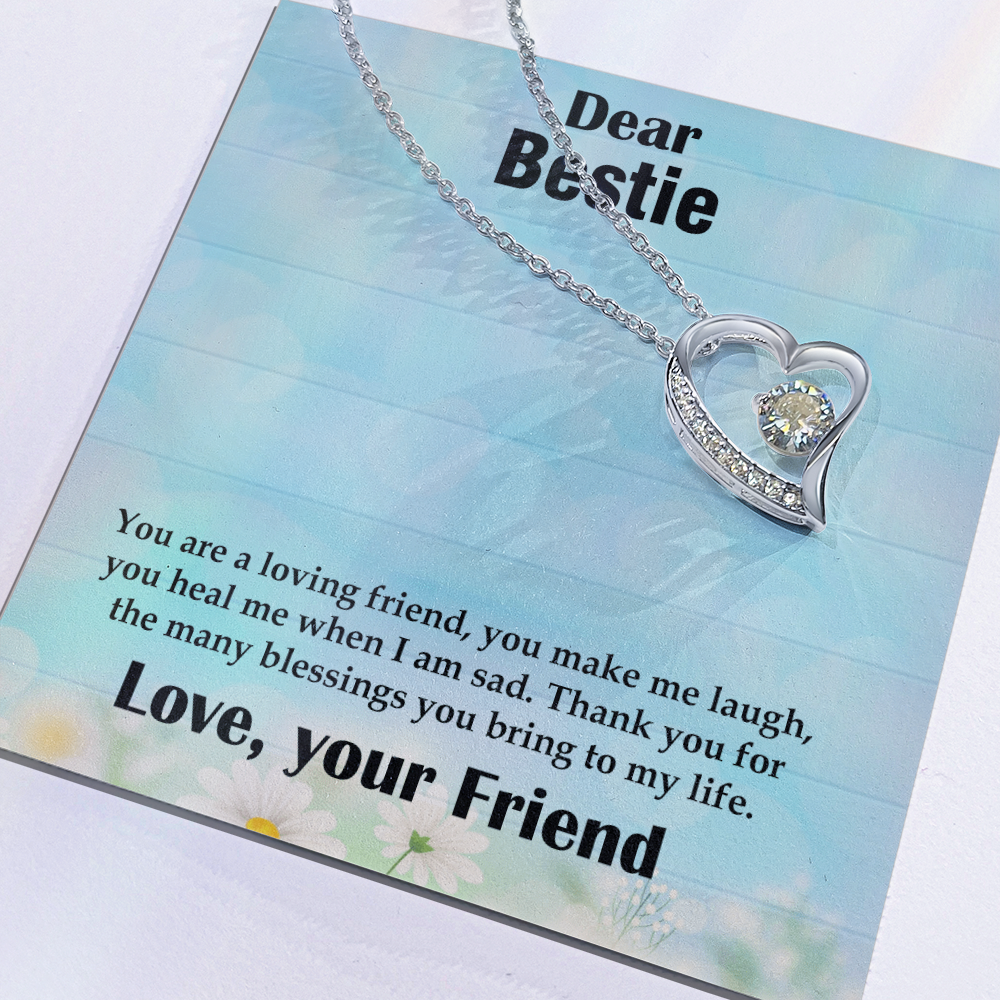 To My Bestie Necklace – Soulmate Pendant Jewelry for Best Friend – Meaningful Gift for Bestie – Birthday, Christmas, or Valentine's Day Present for Dear Friend