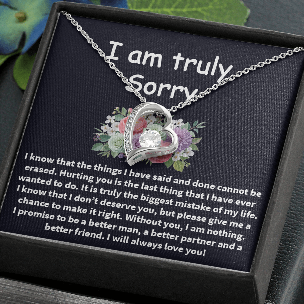I'm Truly Sorry Necklace – ‘Forever Love' Engraved with Your Promise – Gift to Mend Her Heart After Hurting Her