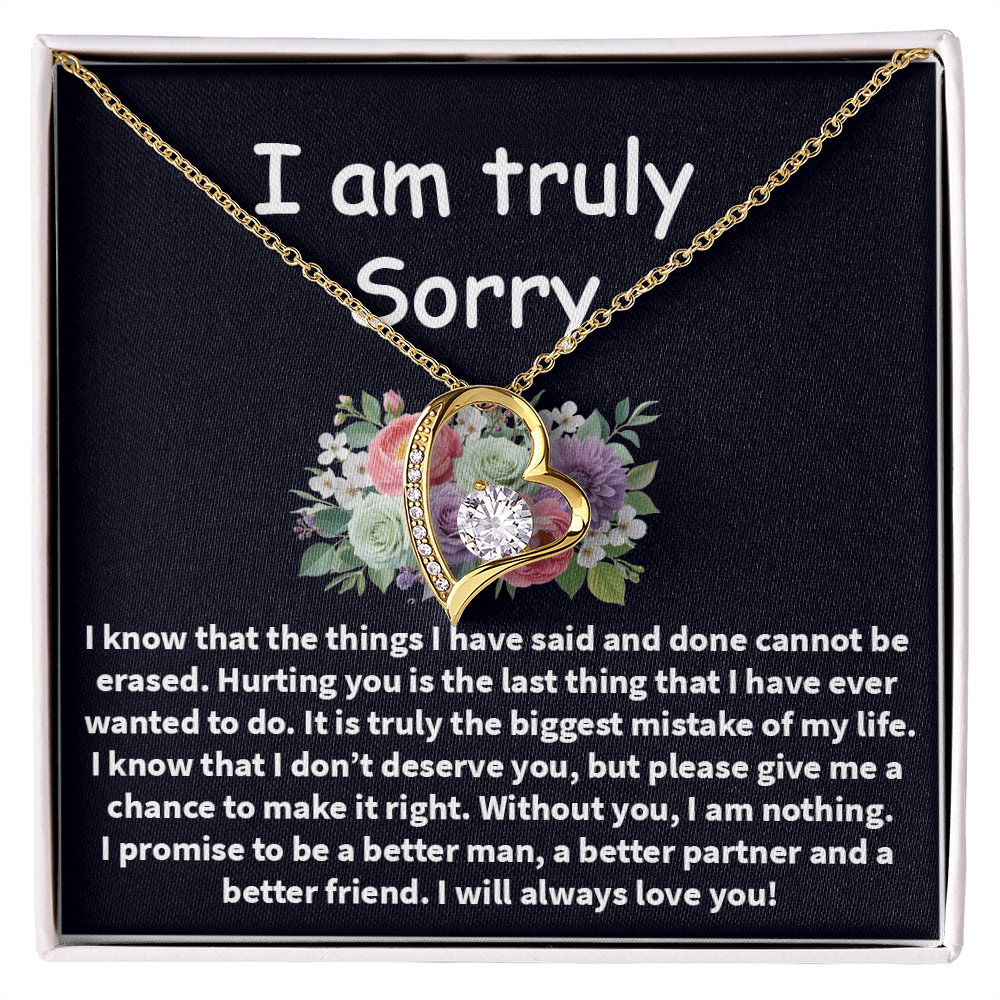 I'm Truly Sorry Necklace – ‘Forever Love' Engraved with Your Promise – Gift to Mend Her Heart After Hurting Her