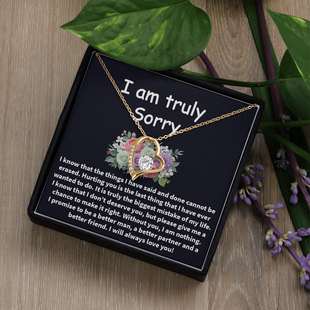 I'm Truly Sorry Necklace – ‘Forever Love' Engraved with Your Promise – Gift to Mend Her Heart After Hurting Her