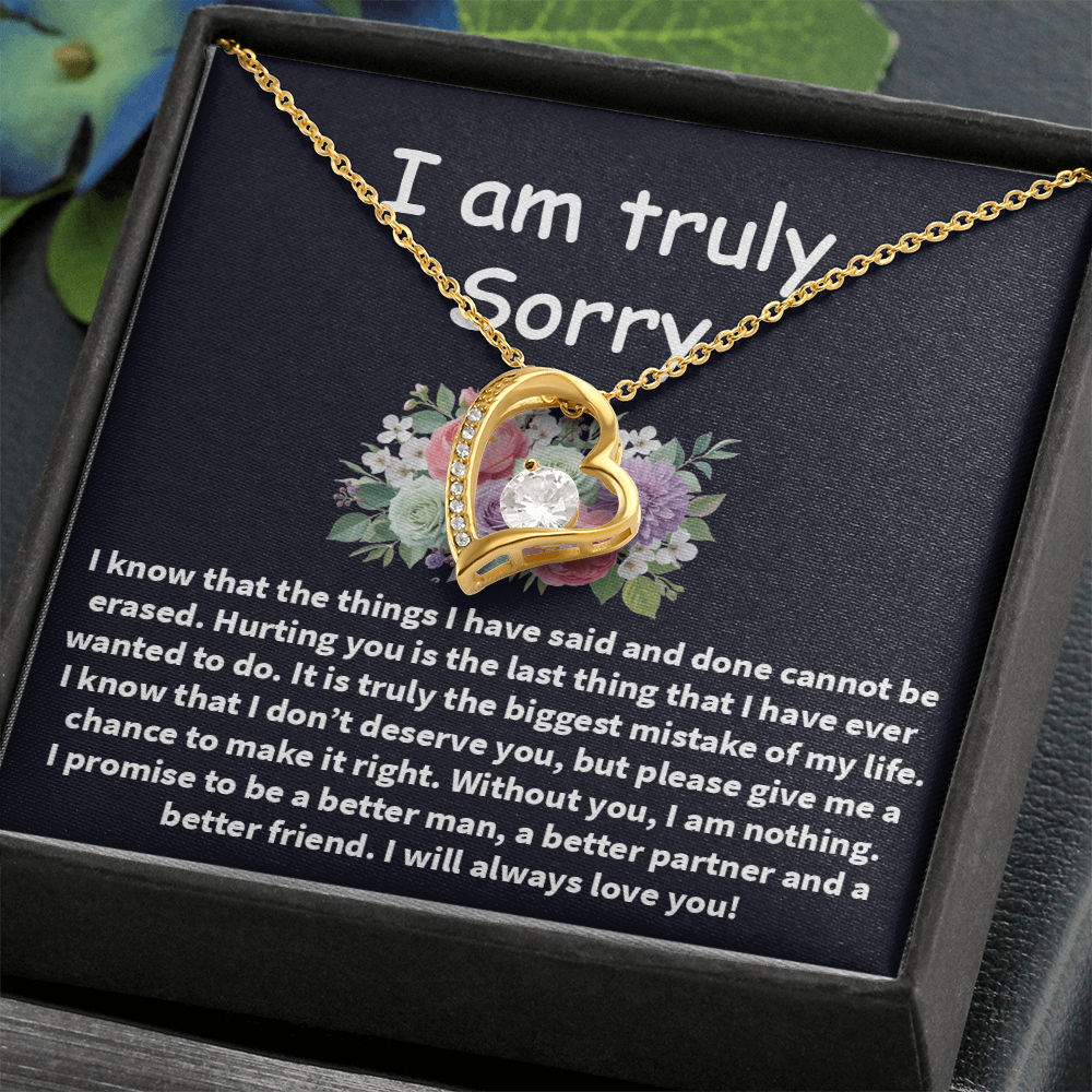 I'm Truly Sorry Necklace – ‘Forever Love' Engraved with Your Promise – Gift to Mend Her Heart After Hurting Her