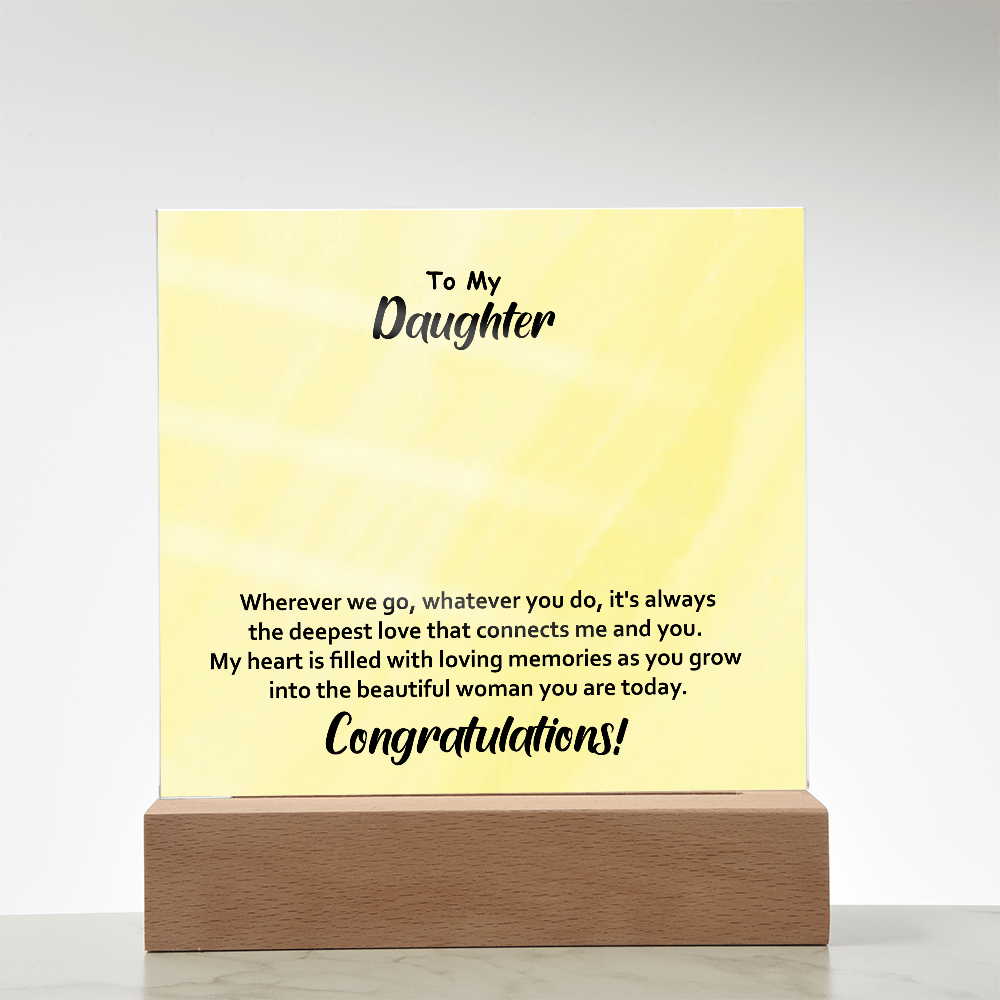 To My Daughter – Elegant Square Acrylic Plaque with Heartfelt Message | Unique Birthday, Graduation, or Christmas Gift from Mom or Dad