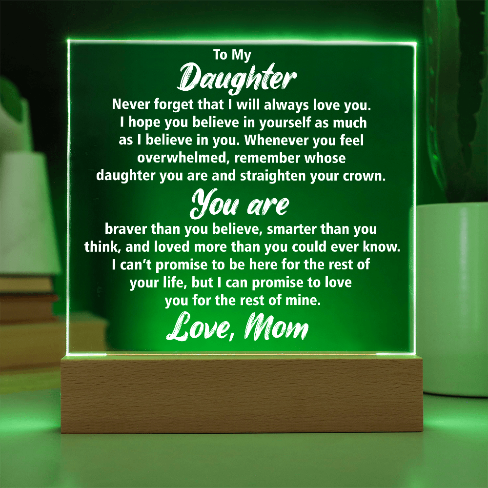 Elegant Acrylic Square Plaque for Daughter – Sentimental Gift She'll Cherish Forever | Birthday, Graduation, or Holiday