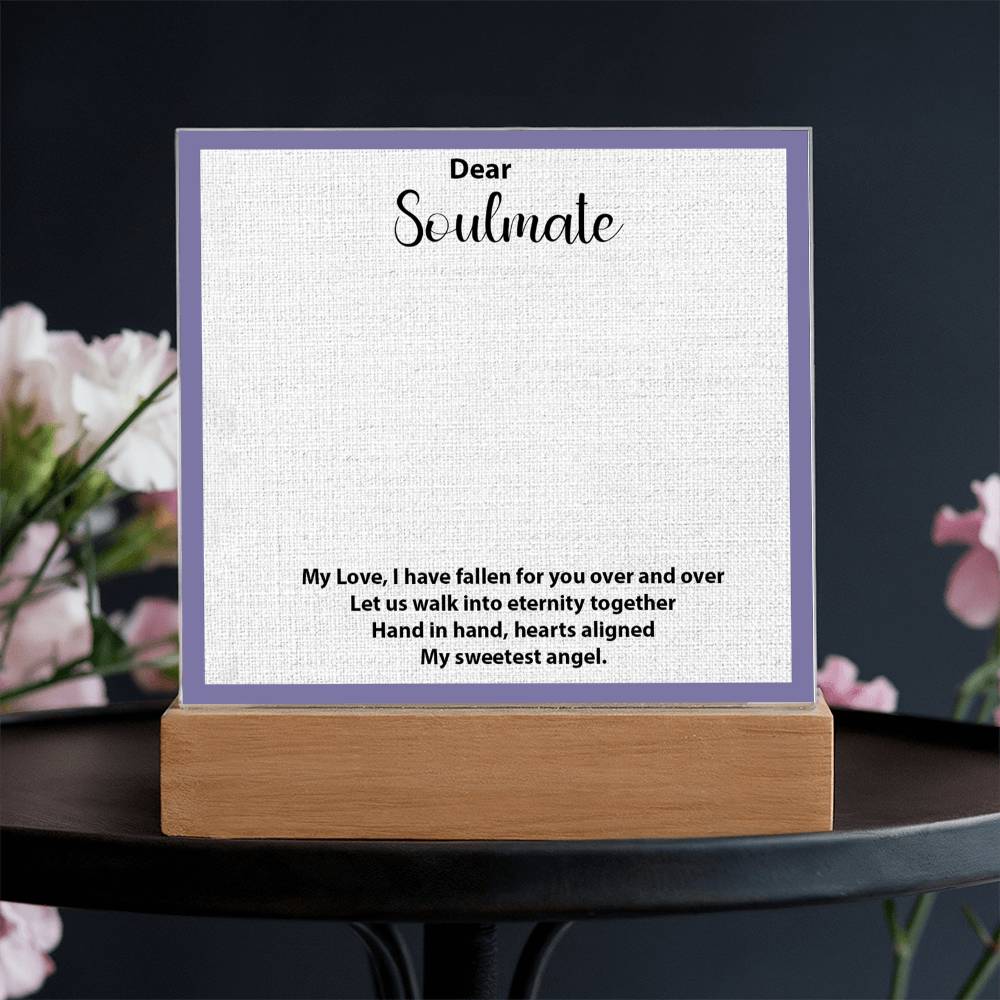 To My Soulmate – Elegant Acrylic Plaque with Heartfelt Message | Romantic Gift for Anniversary, Birthday, or Just Because