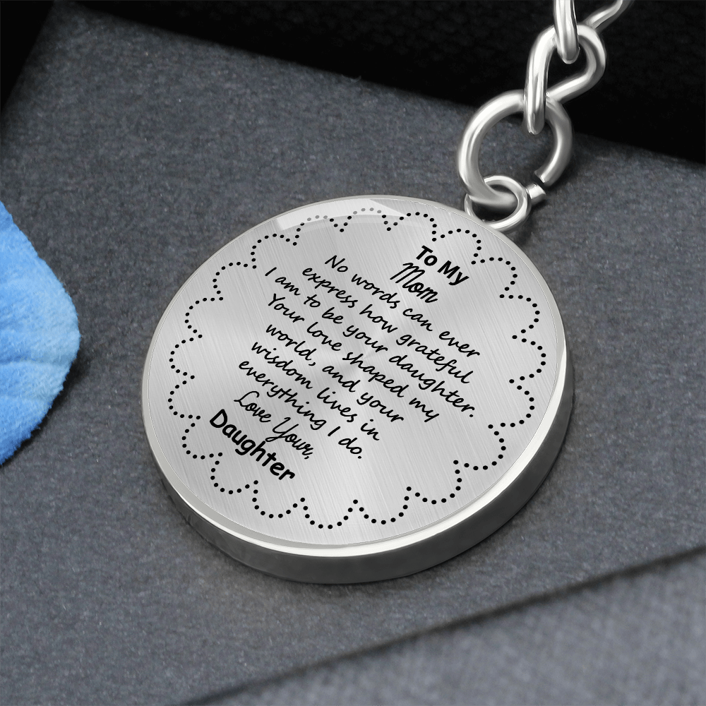 To My Mom Personalized Keychain – Circle Pendant with Engraved Initial & Special Date – Custom Gift for Christmas, Anniversary – Forever Keepsake