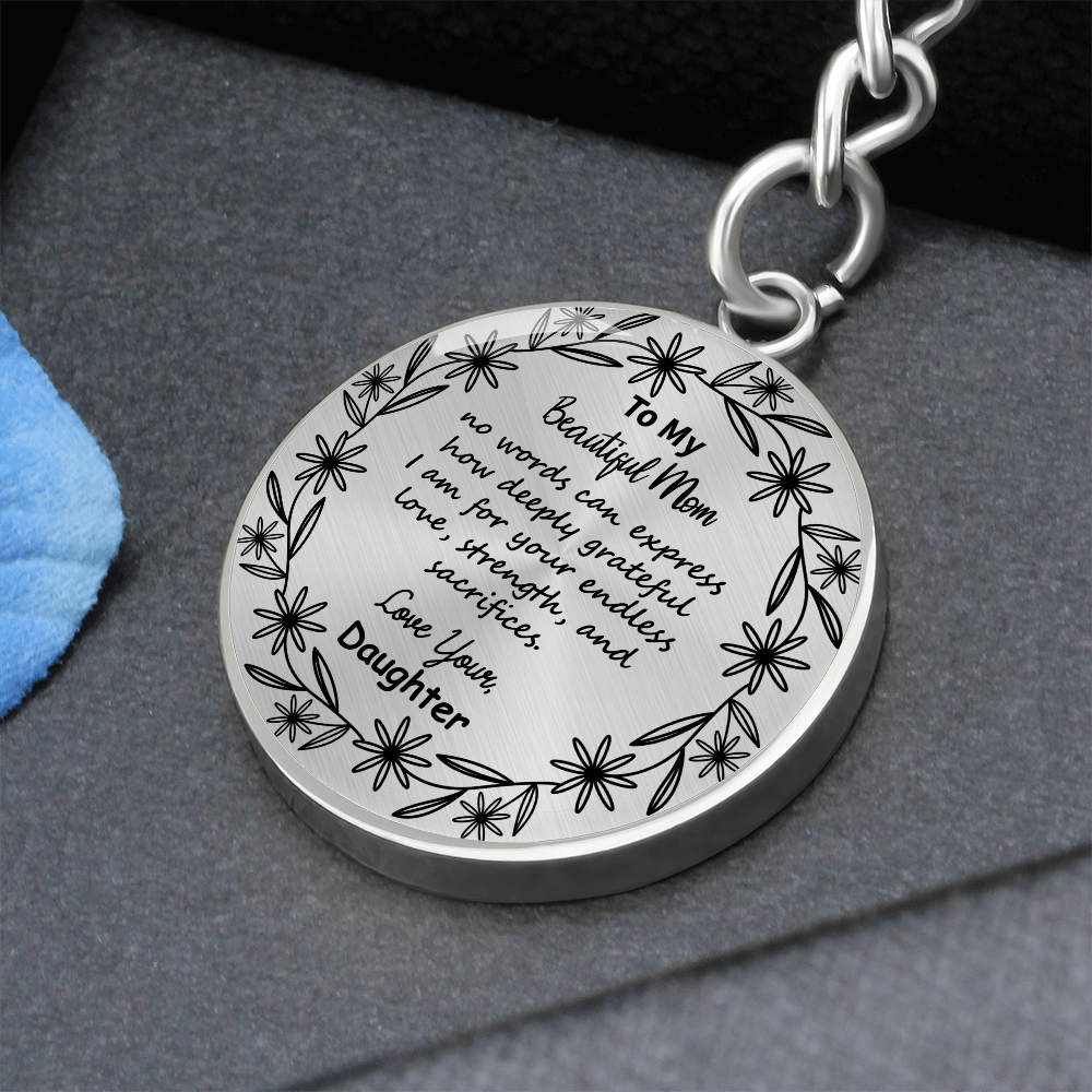 Custom Mom Keychain Gift – Circle Engraved with Name & 'Love You Forever' – Meaningful Personalized Gift for Mother's Day, Birthday, or Just Because – Stainless Steel Keepsake for Mom
