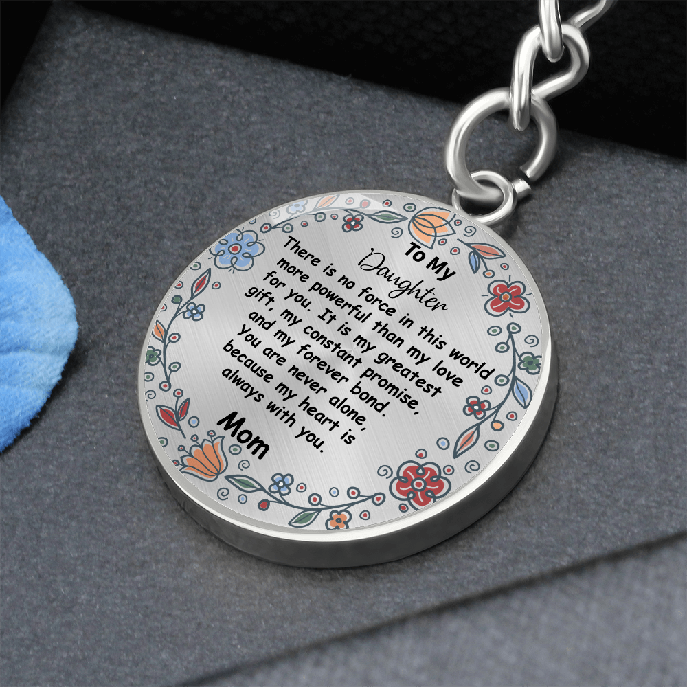 Custom To My Daughter Keychain - Circle Engraved Keyring with Name & 'My Greatest Blessing' - Birthday, Graduation, Christmas Personalized Gift
