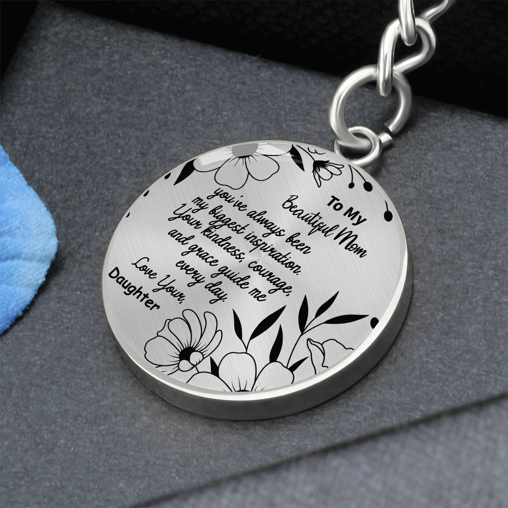 To My Amazing Mom – Personalized Engraved Circle Keychain with Name & Message – Elegant Stainless Steel Gift for Mother's Day, Birthday or Everyday Love – A Keepsake She'll Cherish Forever