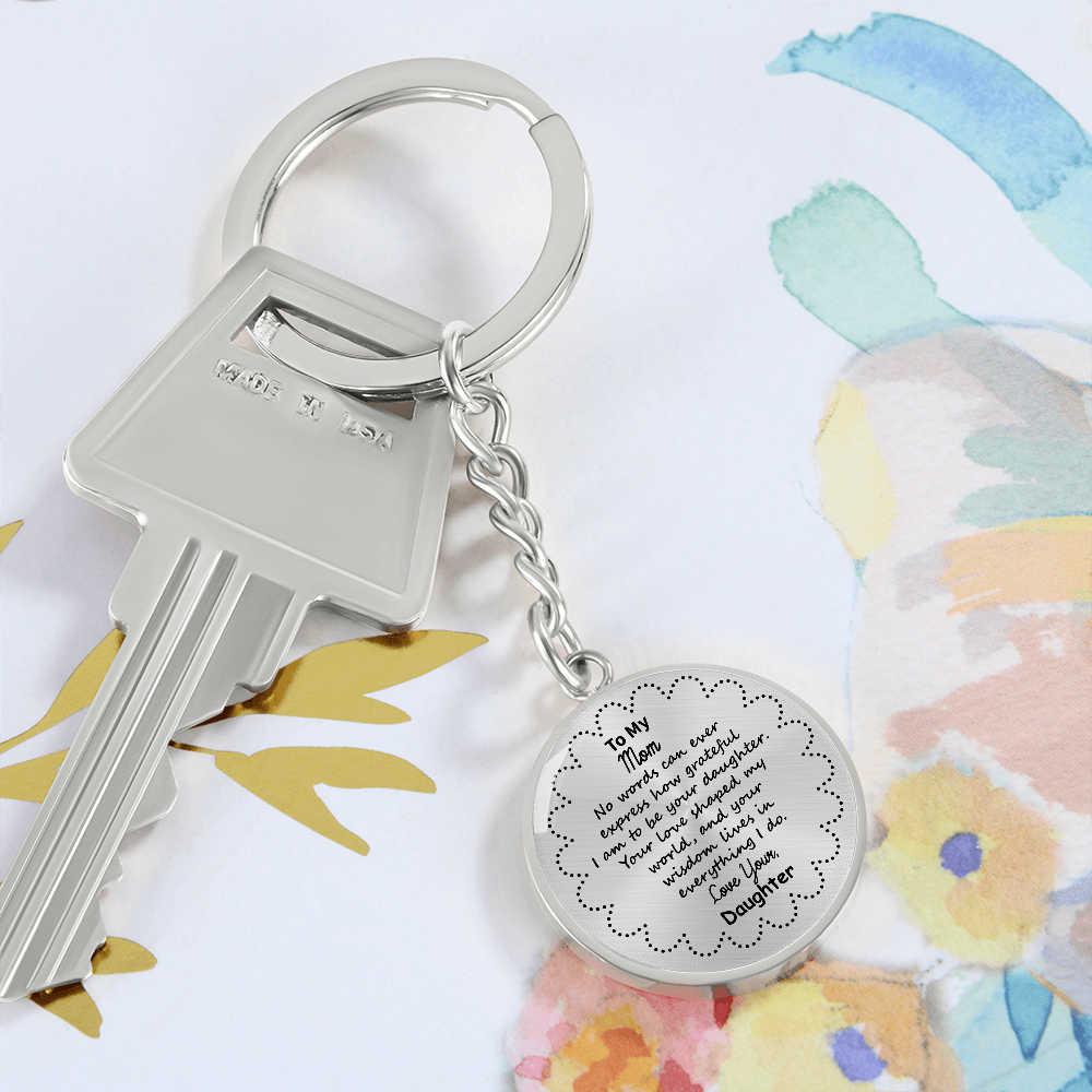 To My Mom Personalized Keychain – Circle Pendant with Engraved Initial & Special Date – Custom Gift for Christmas, Anniversary – Forever Keepsake