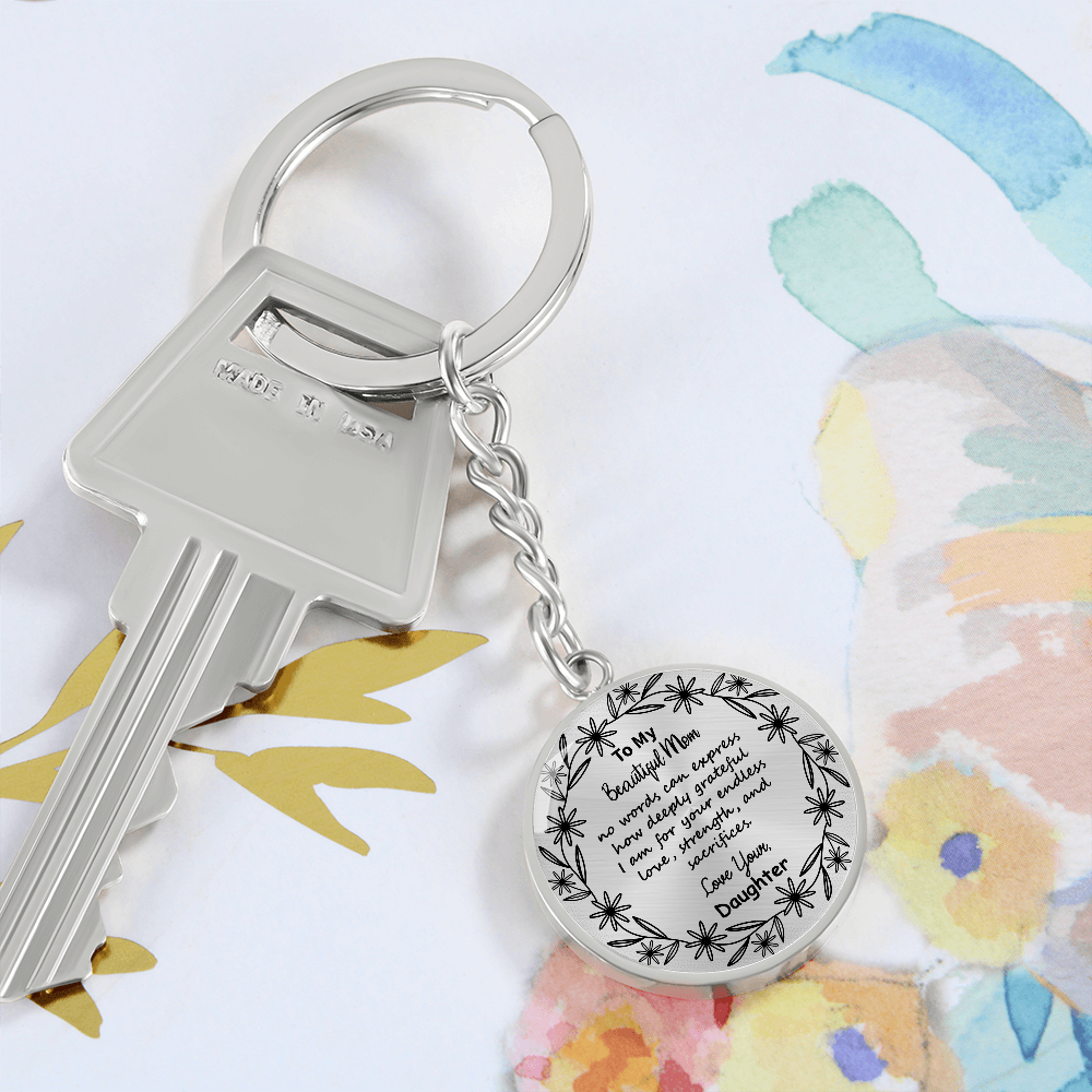 Custom Mom Keychain Gift – Circle Engraved with Name & 'Love You Forever' – Meaningful Personalized Gift for Mother's Day, Birthday, or Just Because – Stainless Steel Keepsake for Mom