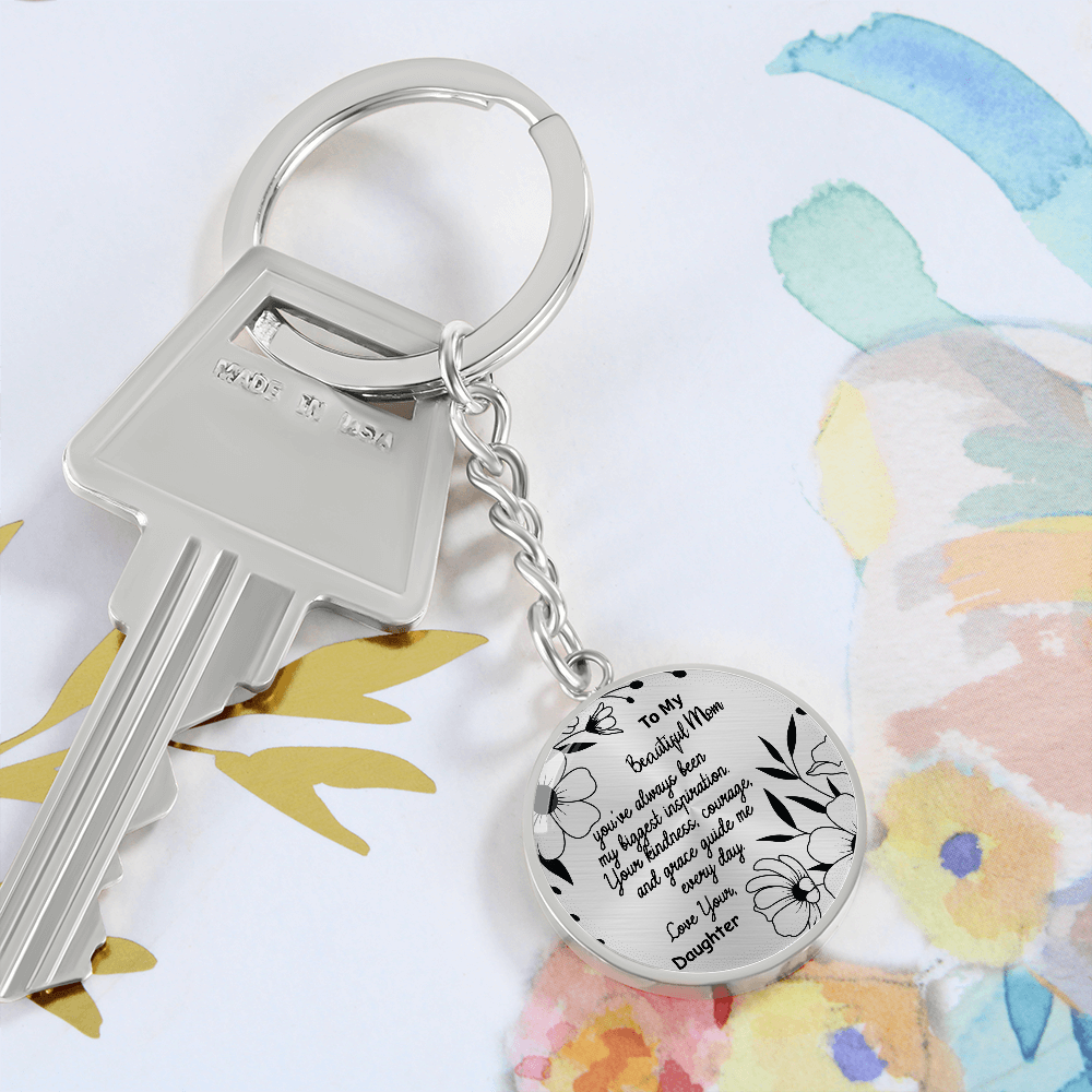 To My Amazing Mom – Personalized Engraved Circle Keychain with Name & Message – Elegant Stainless Steel Gift for Mother's Day, Birthday or Everyday Love – A Keepsake She'll Cherish Forever