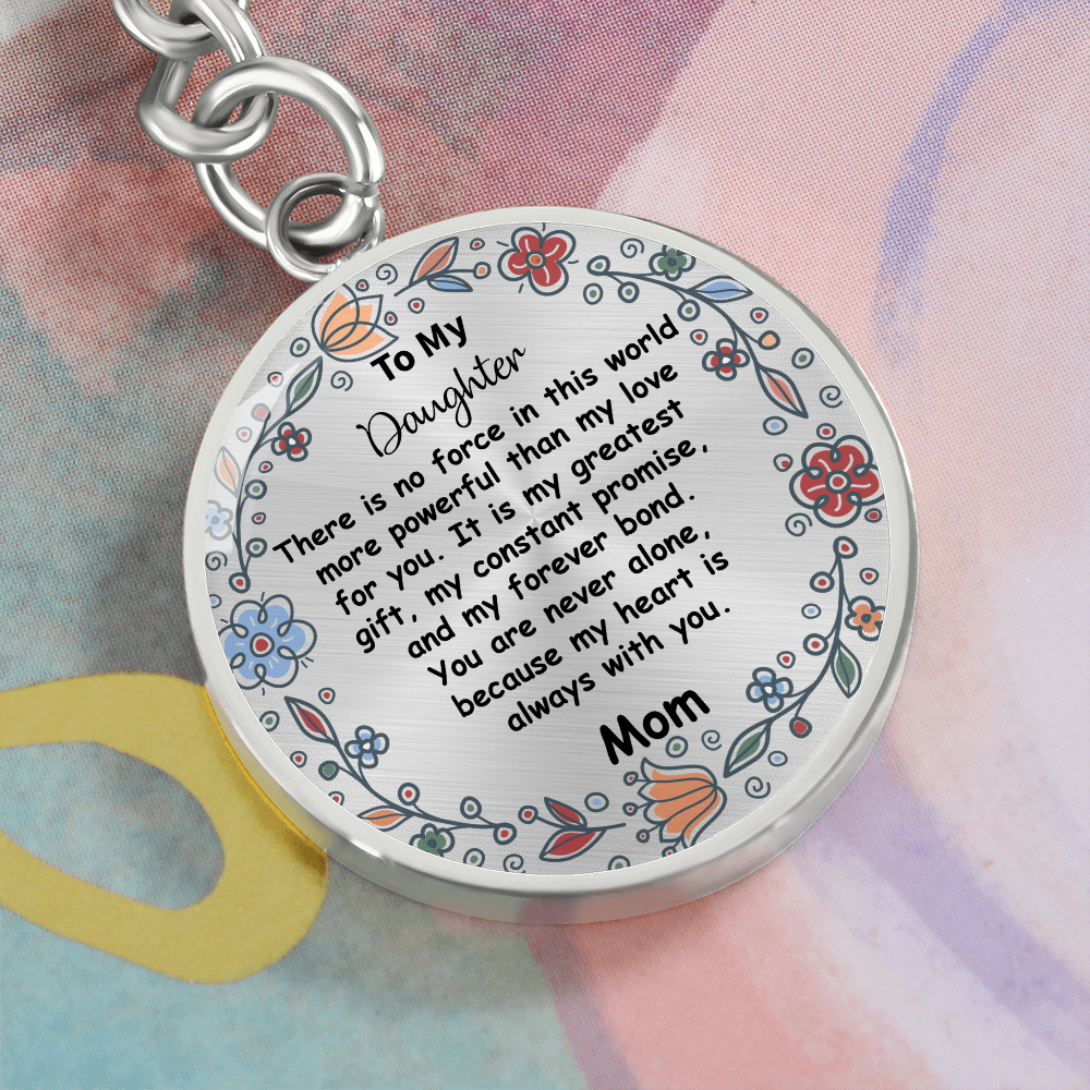 Custom To My Daughter Keychain - Circle Engraved Keyring with Name & 'My Greatest Blessing' - Birthday, Graduation, Christmas Personalized Gift
