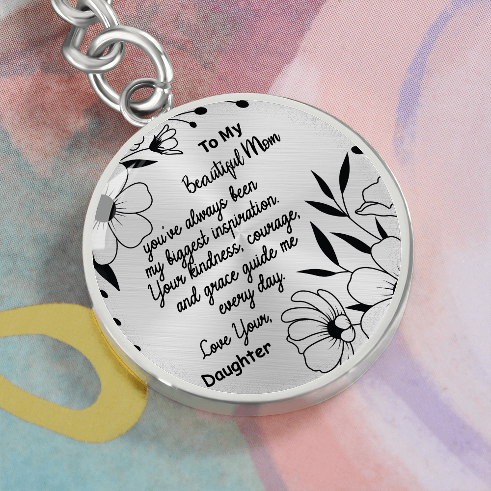 To My Amazing Mom – Personalized Engraved Circle Keychain with Name & Message – Elegant Stainless Steel Gift for Mother's Day, Birthday or Everyday Love – A Keepsake She'll Cherish Forever