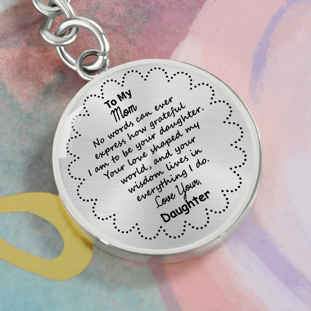 To My Mom Personalized Keychain – Circle Pendant with Engraved Initial & Special Date – Custom Gift for Christmas, Anniversary – Forever Keepsake