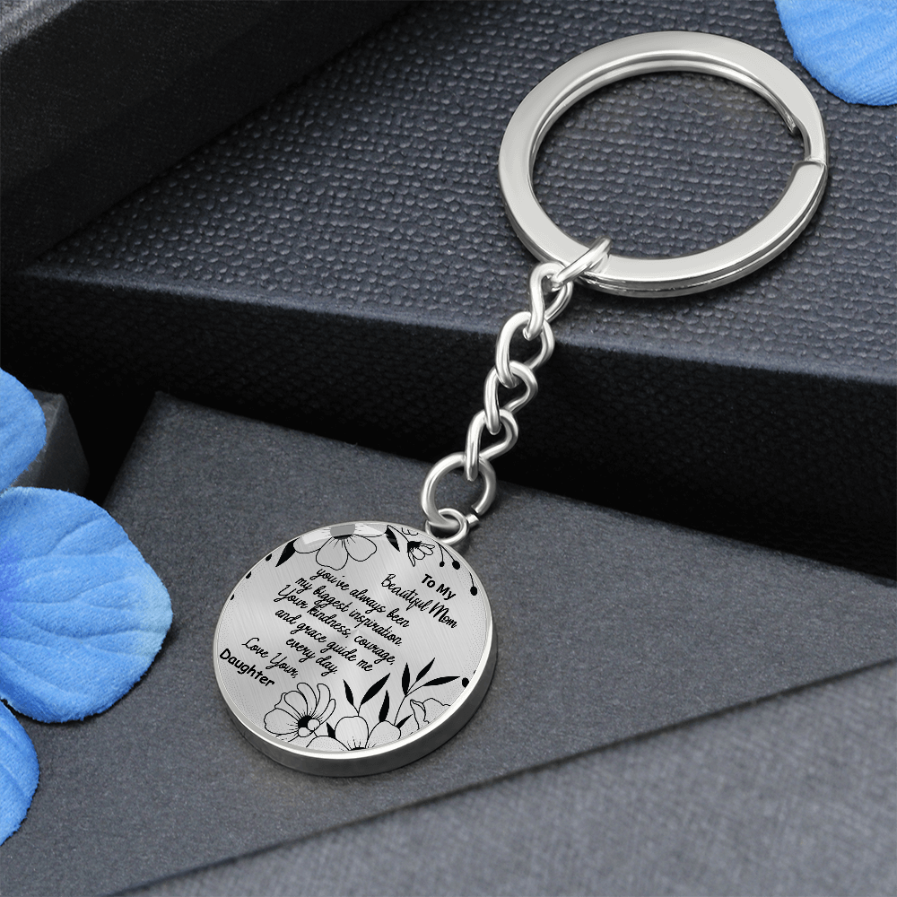 To My Amazing Mom – Personalized Engraved Circle Keychain with Name & Message – Elegant Stainless Steel Gift for Mother's Day, Birthday or Everyday Love – A Keepsake She'll Cherish Forever