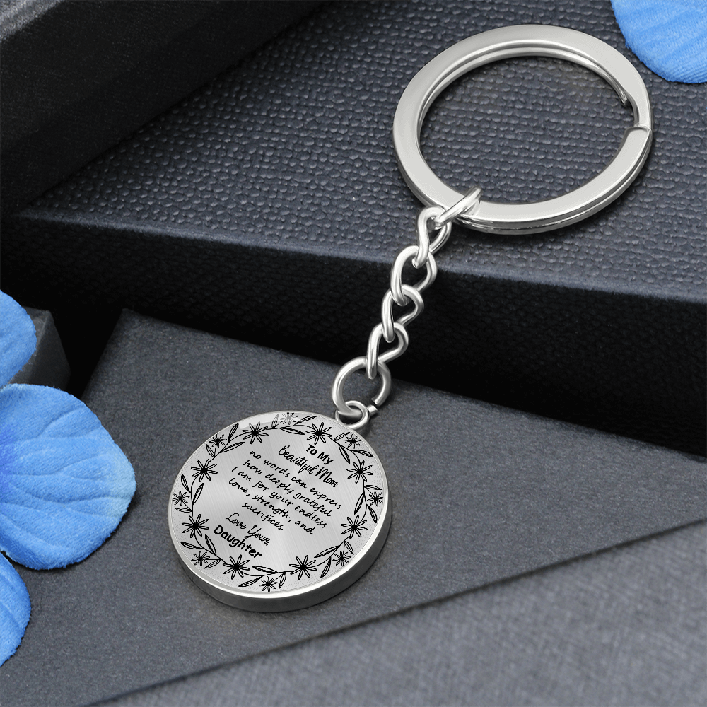 Custom Mom Keychain Gift – Circle Engraved with Name & 'Love You Forever' – Meaningful Personalized Gift for Mother's Day, Birthday, or Just Because – Stainless Steel Keepsake for Mom