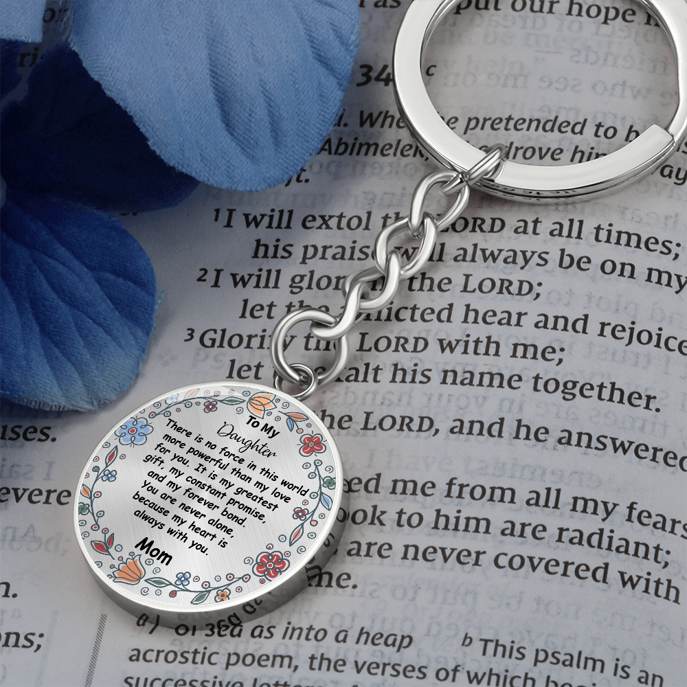 Custom To My Daughter Keychain - Circle Engraved Keyring with Name & 'My Greatest Blessing' - Birthday, Graduation, Christmas Personalized Gift