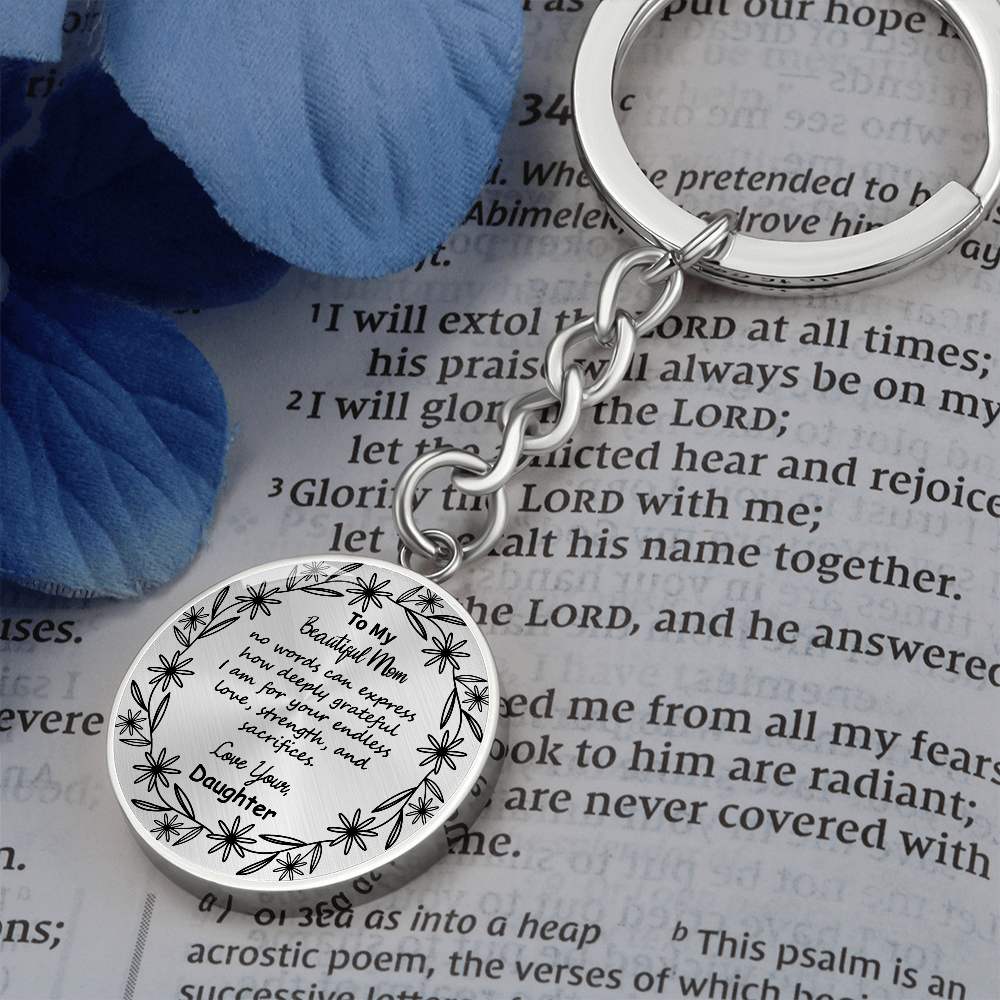 Custom Mom Keychain Gift – Circle Engraved with Name & 'Love You Forever' – Meaningful Personalized Gift for Mother's Day, Birthday, or Just Because – Stainless Steel Keepsake for Mom
