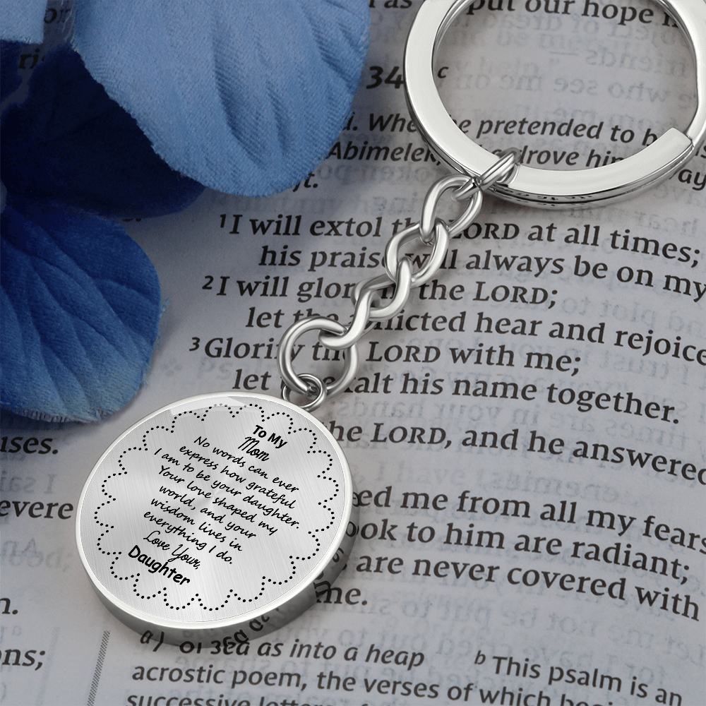 To My Mom Personalized Keychain – Circle Pendant with Engraved Initial & Special Date – Custom Gift for Christmas, Anniversary – Forever Keepsake