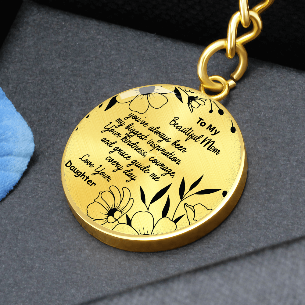 To My Amazing Mom – Personalized Engraved Circle Keychain with Name & Message – Elegant Stainless Steel Gift for Mother's Day, Birthday or Everyday Love – A Keepsake She'll Cherish Forever