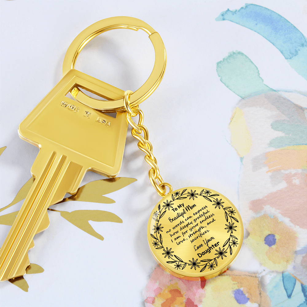 Custom Mom Keychain Gift – Circle Engraved with Name & 'Love You Forever' – Meaningful Personalized Gift for Mother's Day, Birthday, or Just Because – Stainless Steel Keepsake for Mom