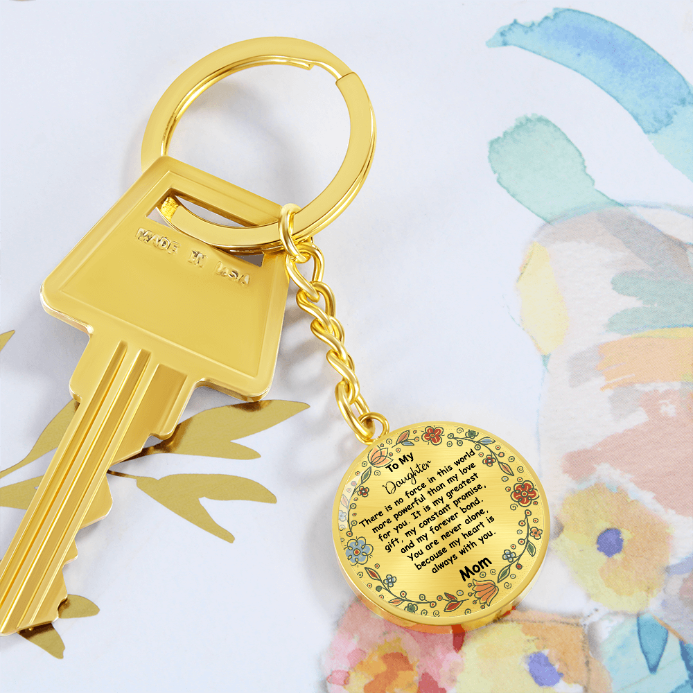 Custom To My Daughter Keychain - Circle Engraved Keyring with Name & 'My Greatest Blessing' - Birthday, Graduation, Christmas Personalized Gift
