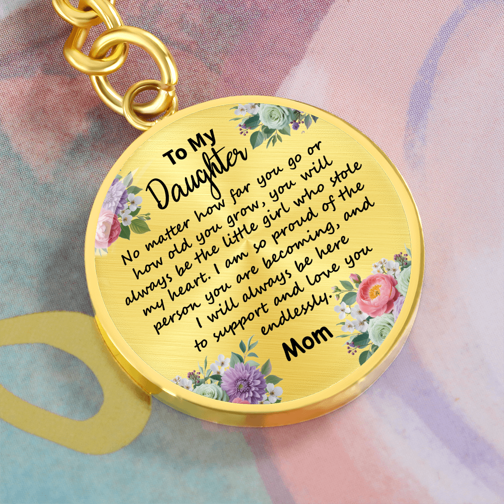 To My Daughter Circle Keychain - 'Love You Forever' Engraved Gift for Birthday, Graduation, Christmas - Ready-to-Give Stainless Steel Key Ring for Girls